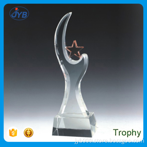hot sale popular design crystal cutting shape torch trophy